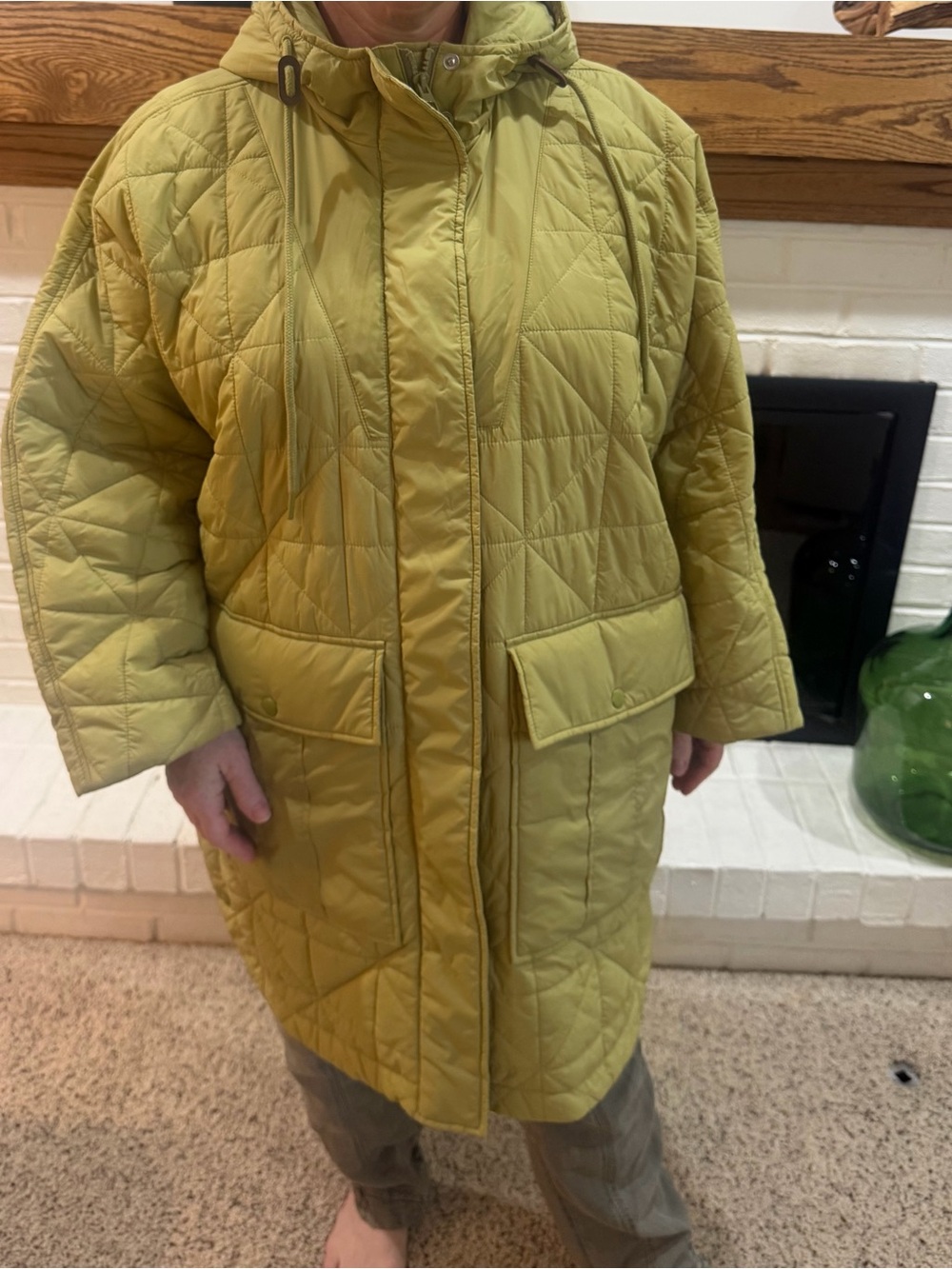 Madewell Quilted Hooded Puffer Rain Coat in Olive - Picture 6 of 6